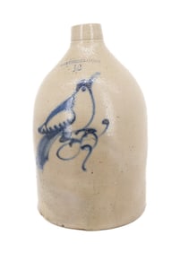 HASTINGS & HAHN BLUE BIRD STONEWARE JUG