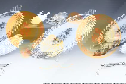 LOT OF MILK GLASS, CARVED SHELL AND MORE