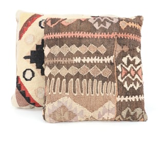 (2) THROW PILLOWS MADE FROM RUGS