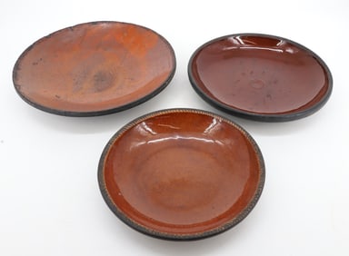 (3) REDWARE PIE PLATES