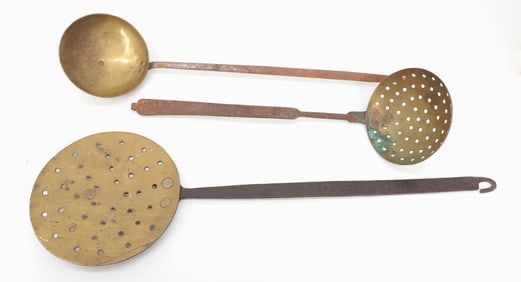 LOT OF BRASS FIREPLACE UTENSILS