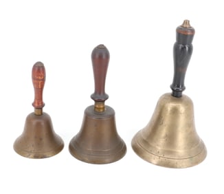 LOT OF BRASS SCHOOL BELLS
