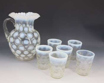 GLASS COINSPOT PITCHER / GLASSES