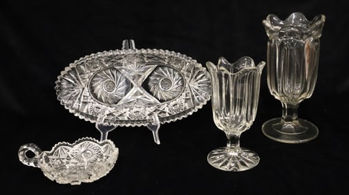 LOT OF CUT GLASS AND SPOONERS