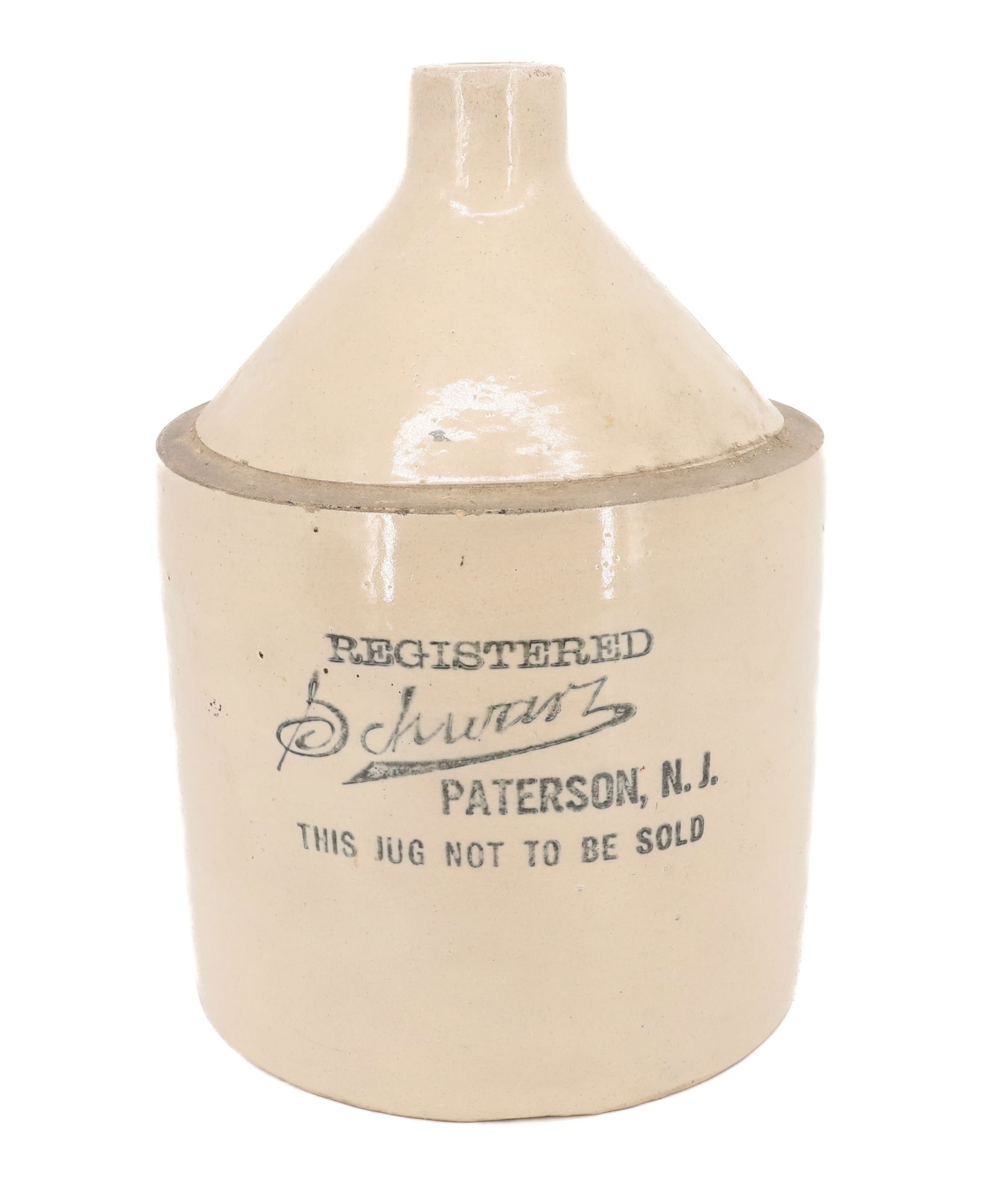SCHWARZ ADVERTISING JUG: STONEWARE STENCILED JUG, PATERSON, NJ. 14" H. PLEASE READ CAREFULLY - Terms for Purchasing and Shipping of Auction Items. Please read carefully before bidding. Hartzell’s Auction Gallery. Hartze
