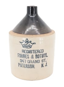 FORBES & BOTBYL STONEWARE ADVERTISING JUG