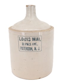 LOUIS MAI STONEWARE ADVERTISING JUG