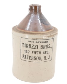 TIROZZI BROS. STONEWARE ADVERTISING JUGS