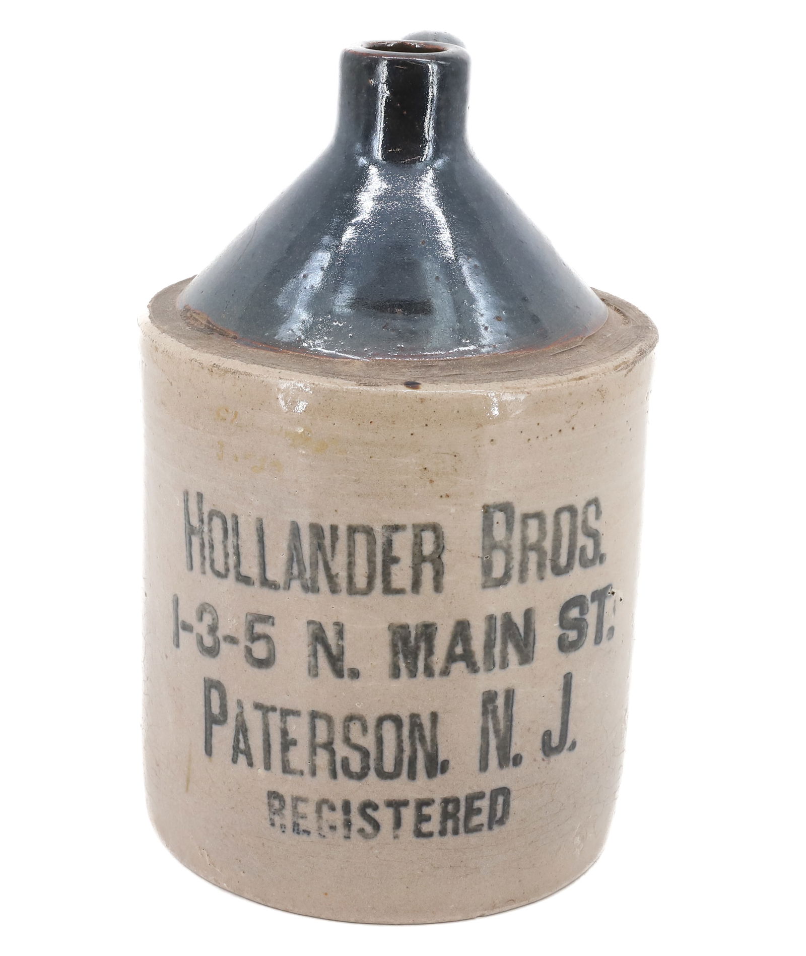 HOLLANDER BROS. STONEWARE ADVERTISING JUG: PATERSON, NJ. 9" H. PLEASE READ CAREFULLY - Terms for Purchasing and Shipping of Auction Items. Please read carefully before bidding. Hartzell’s Auction Gallery. Hartzell's Auction Gallery will