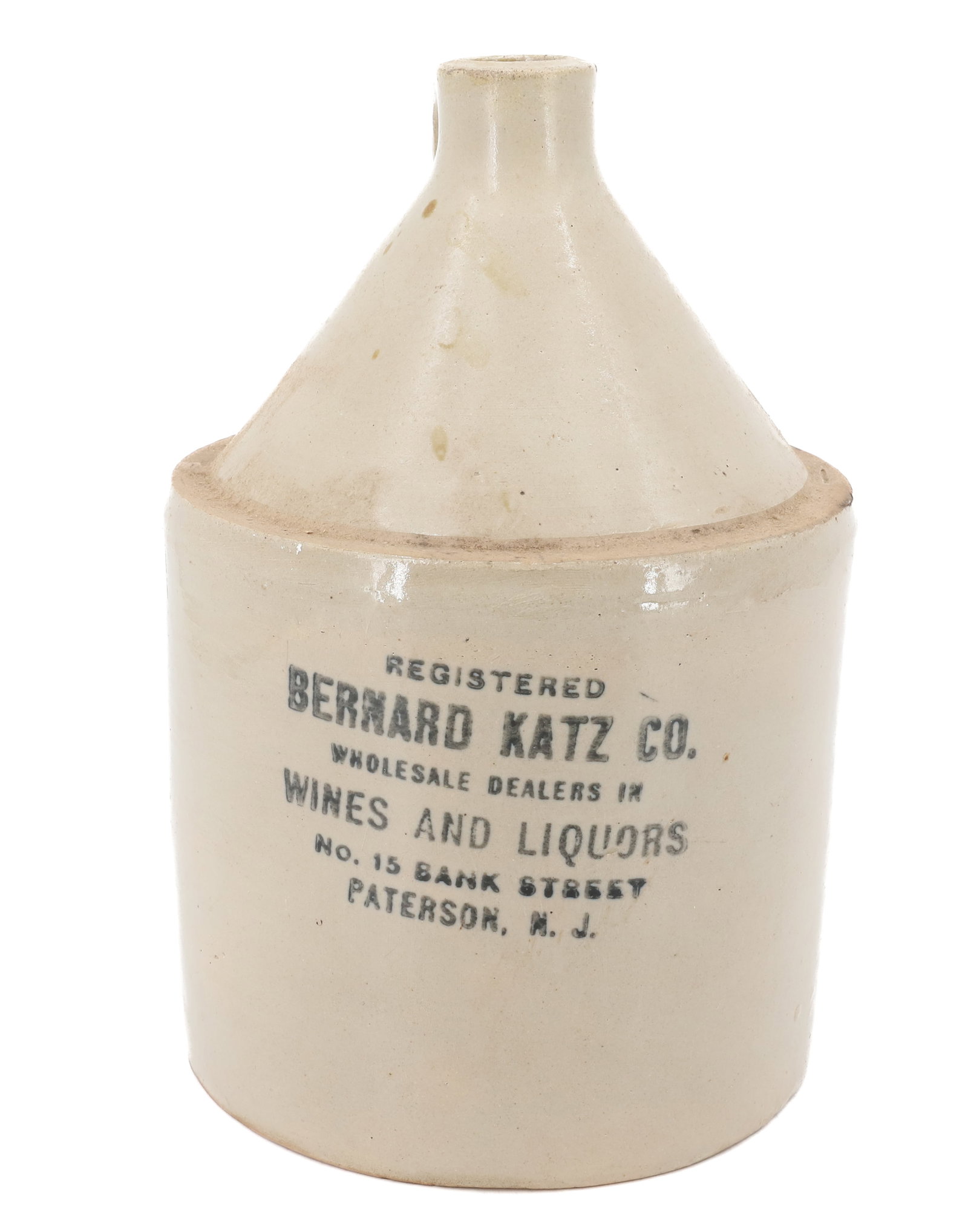 BERNARD KATZ CO. STONEWARE ADVERTISING JUG: WINES AND LIQUORS, PATERSON, NJ. 11" H. PLEASE READ CAREFULLY - Terms for Purchasing and Shipping of Auction Items. Please read carefully before bidding. Hartzell’s Auction Gallery. Hartzell's A