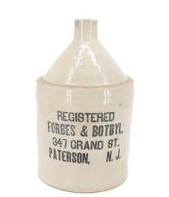 FORBES & BOTBYL STONEWARE ADVERTISING JUG