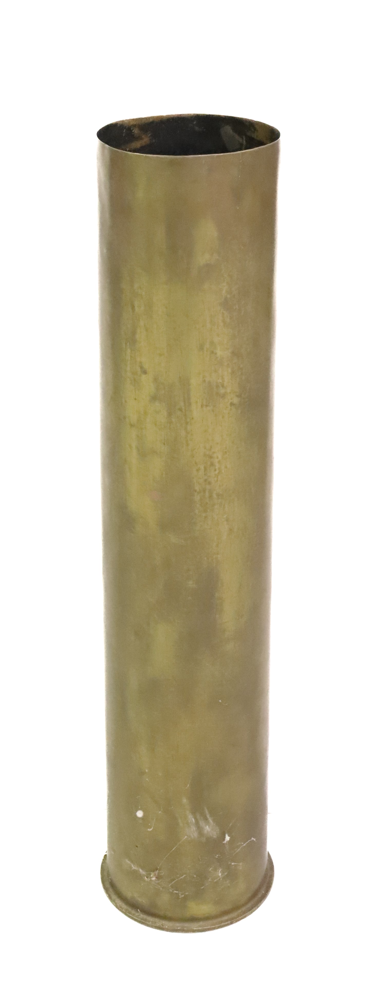 VINTAGE BRASS SHELL CASING: MRKD. ON BOTTOM: 5 IN MK5, 38 CAL. 1945. 27" X 6 1/8". PLEASE READ CAREFULLY - Terms for Purchasing and Shipping of Auction Items. Please read carefully before bidding. Hartzell’s Auction Galler