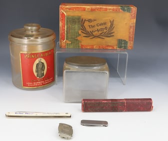 TOBACCO JARS, STRAIGHT RAZOR AND MORE