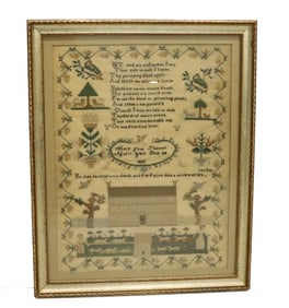 19TH C. SCHOOLGIRL SAMPLER