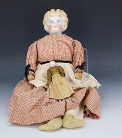 (2) PORCELAIN HEAD CLOTH DOLLS