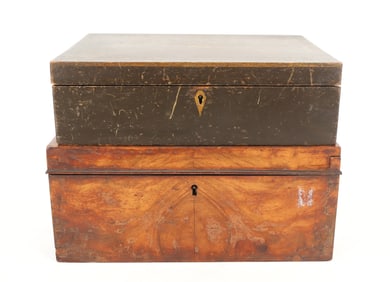 19TH C. LAP DESK AND DOCUMENT BOX