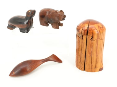 RICHARD ROTHBARD WOODEN PUZZLE AND CARVED ANIMALS