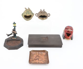 LOT OF VINTAGE ASHTRAYS / CIGARETTE BOX