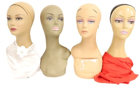 (4) VINYL MANNEQUIN HEADS