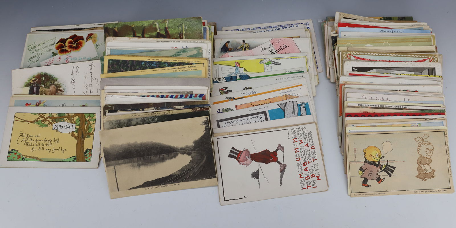 LOT OF VINTAGE POSTCARDS: (200+) CARDS IN VARIETY OF COMICAL, HOLIDAY AND LOCATION CARDS. PLEASE READ CAREFULLY - Terms for Purchasing and Shipping of Auction Items. Please read carefully before bidding. Hartzell’s Aucti