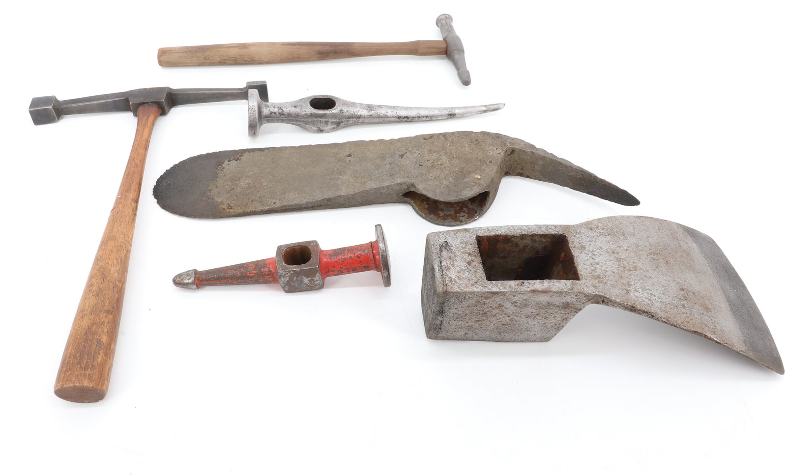 LOT OF VINTAGE TOOLS: INCLUDING UNUSUAL HEAD HAMMERS, IRON ADZE AND MORE. UNUSUAL AXE HEAD IS LONGEST AT 13 1/2" L. PLEASE READ CAREFULLY - Terms for Purchasing and Shipping of Auction Items. Please read carefully before b