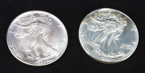 (2) SILVER AMERICAN EAGLES