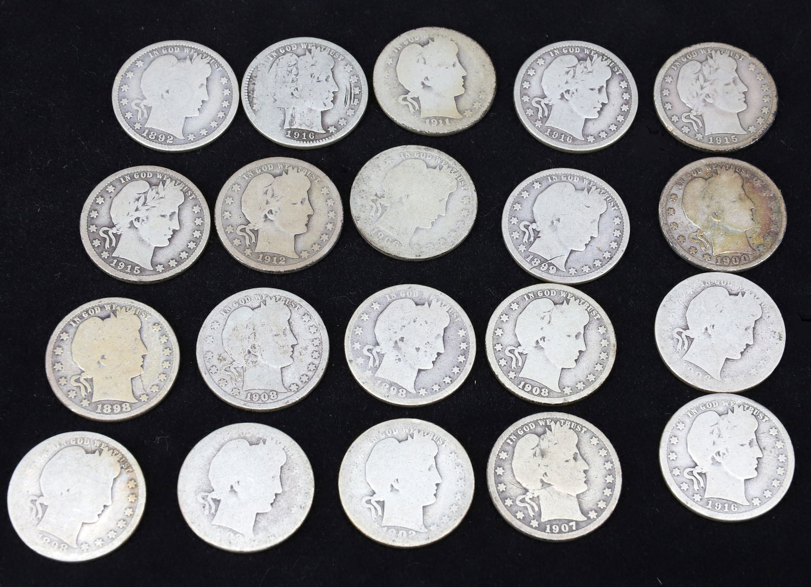 $5.00 FACE VALUE OF BARBER QUARTERS (1 of 4)