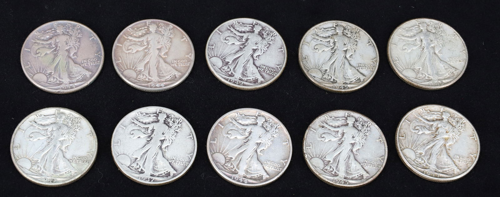 $5.00 FACE VALUE OF WALKING LIBERTY HALF DOLLARS (1 of 4)