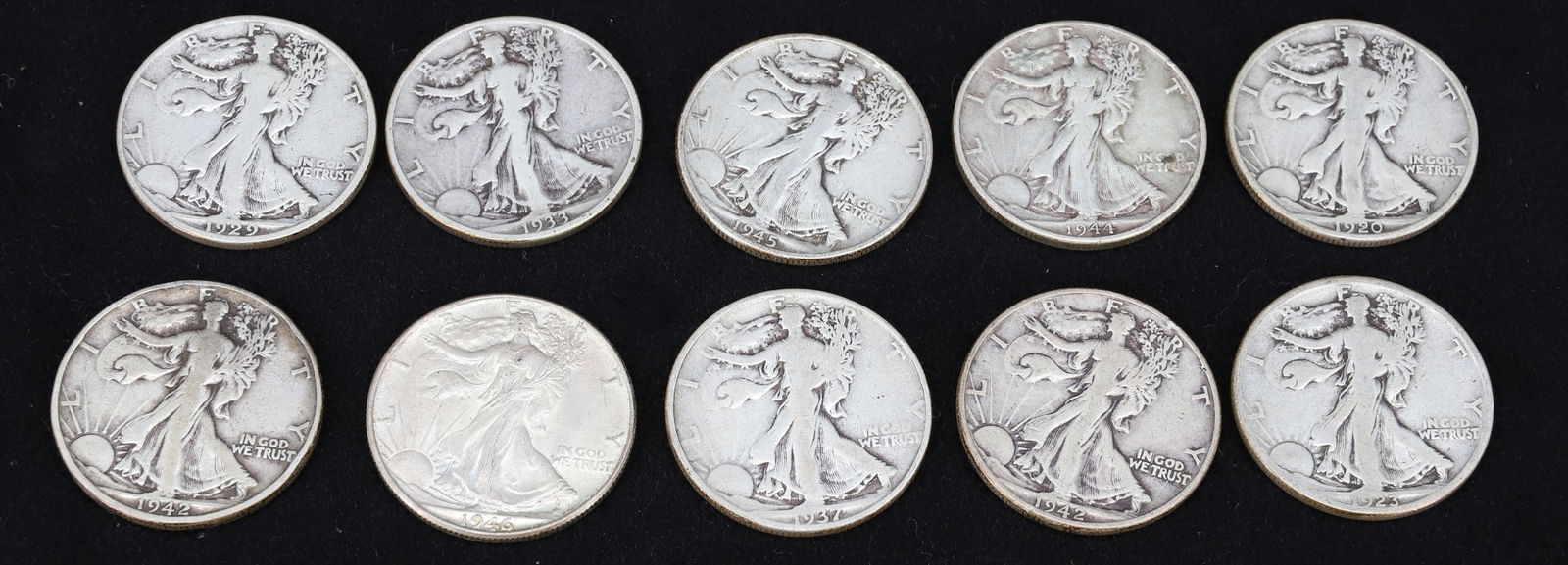 $5.00 FACE VALUE OF WALKING LIBERTY HALF DOLLARS (1 of 4)