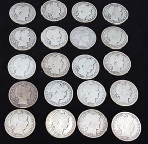 $10.00 FACE VALUE OF BARBER HALF DOLLARS