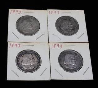 (4) 1893 COMMEMORATIVE HALF DOLLARS