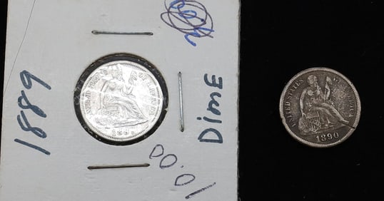 (2) SEATED LIBERTY DIMES