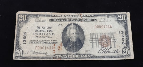 $20.00 PORTLAND NATIONAL BANK NOTE