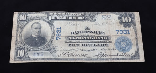 $10.00 THE DANIELSVILLE NATIONAL BANK NOTE