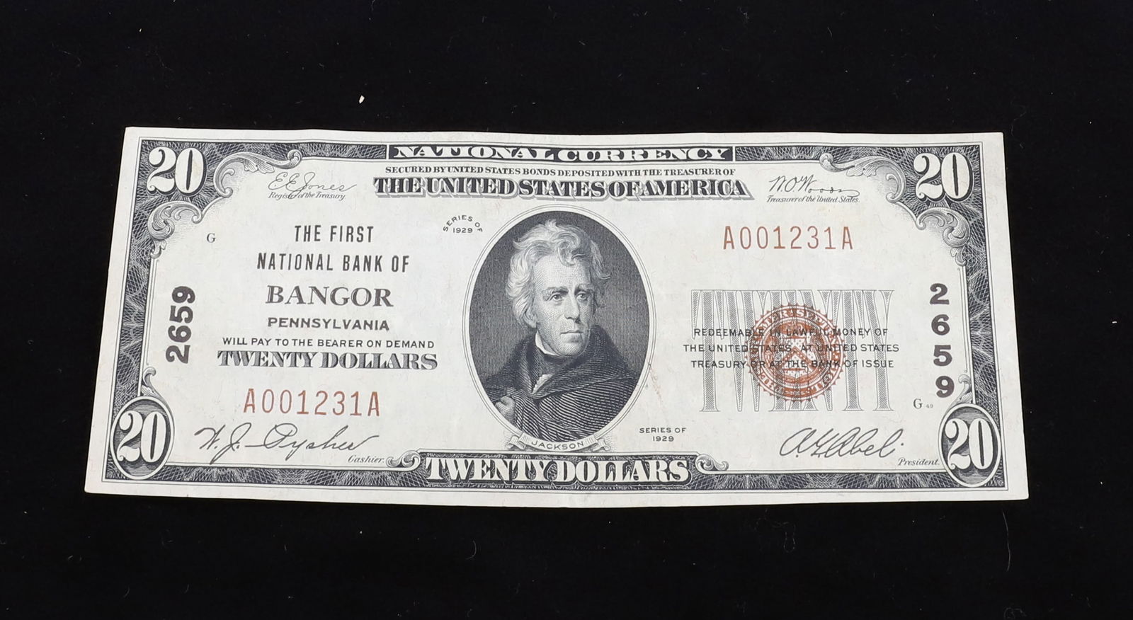$20.00 THE FIRST NATIONAL BANK OF BANGOR BANK NOTE (1 of 2)