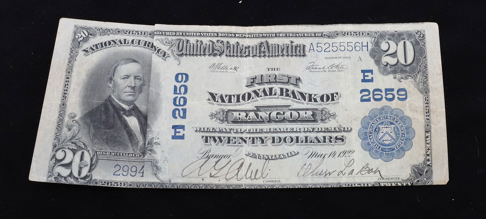 $20.00 THE FIRST NATIONAL BANK OF BANGOR BANK NOTE (1 of 2)