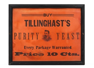 TILLINGHAST'S PURITY YEAST ADVERTISING SIGN