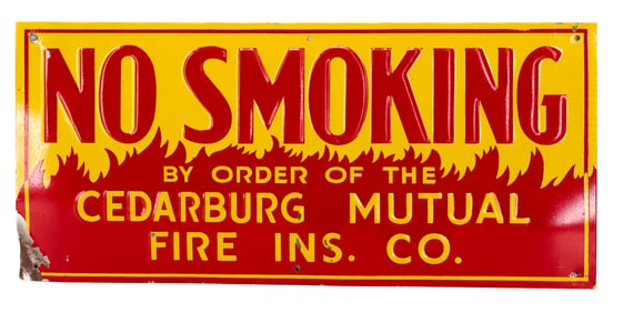 TIN "NO SMOKING" CEDARBURG SIGN
