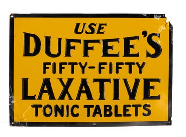 TIN "DUFFEE'S LAXATIVE" ADVERTISING SIGN