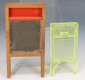 (2) MINIATURE WASHBOARDS, COLGATE SOAP