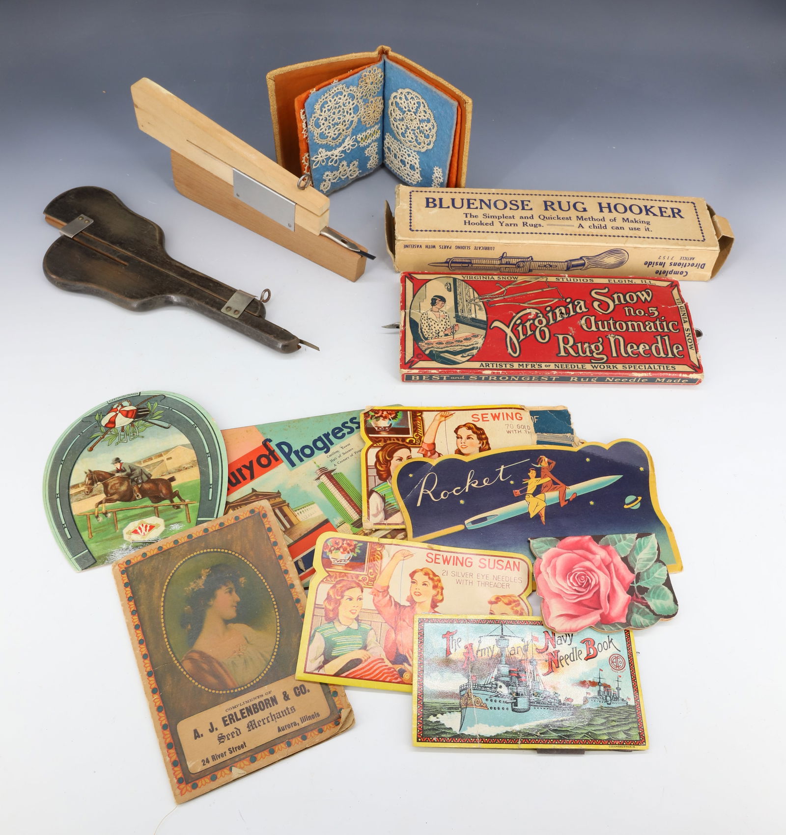 LOT OF NEEDLE BOOKS / RUG HOOKS (1 of 5)