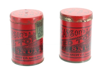 (2) RED TOP SNUFF TINS