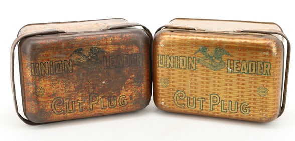 (2) UNION LEADER TOBACCO TINS