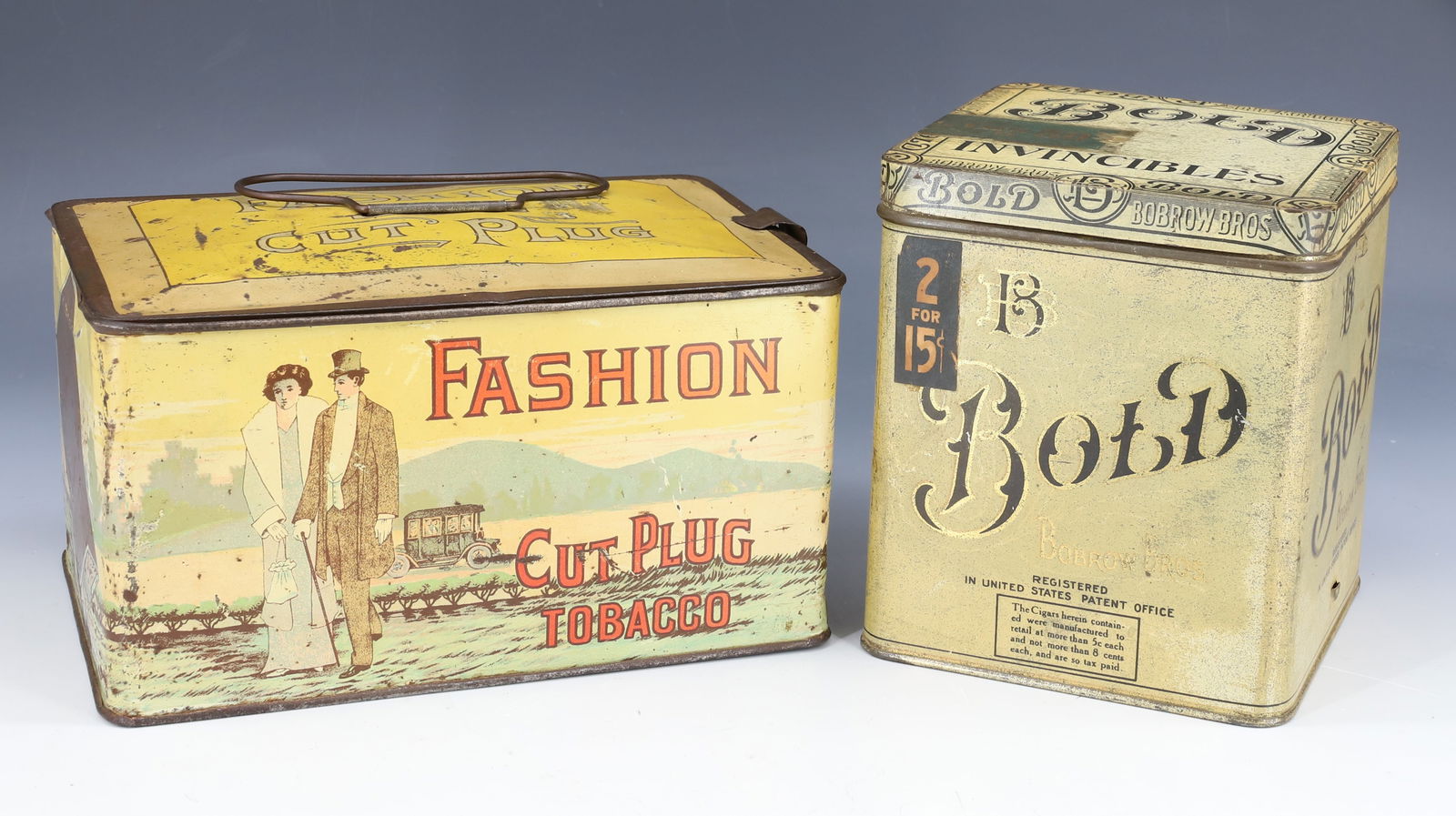FASHION AND "BOLD" TIN LITHO TOBACCO TINS (1 of 6)