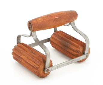 CONSTANZE WASHER-SKATETWO WOODEN ROLLERS WITH METAL FRAMEWORK.  MRKD. ON EITHER SIDE.  4 X 5 1/2" X