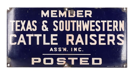 PORCELAIN "CATTLE RAISERS" POSTED SIGN