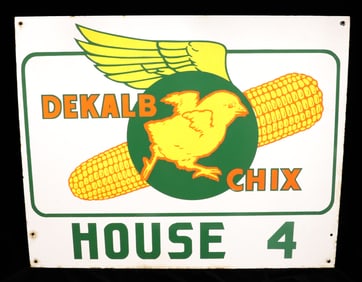 PORCELAIN "DEKALB CHIX" ADVERTISING SIGN