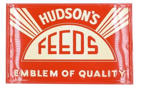 TIN "HUDSON'S FEEDS" ADVERTISING SIGN