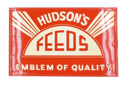 TIN "HUDSON'S FEEDS" ADVERTISING SIGN