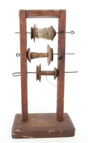 EARLY WOODEN SPOOL WINDER
